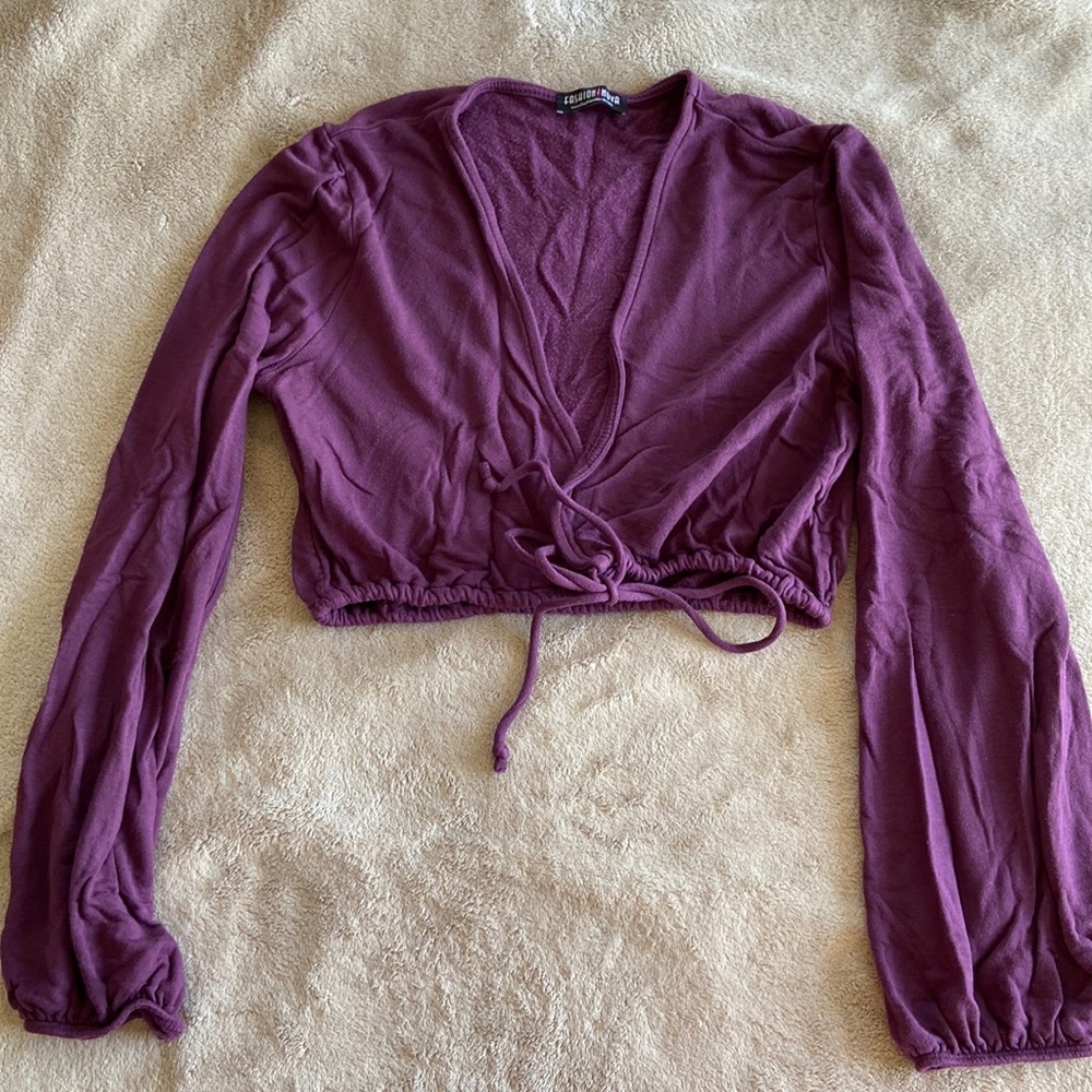 Fashion Nova Purple Long Sleeve Crop Top